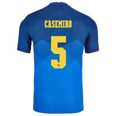 Gyermek Brazil labdarúgó-válogatott Casemiro #5 Idegenbeli Kék 2021 Mez Póló Ing