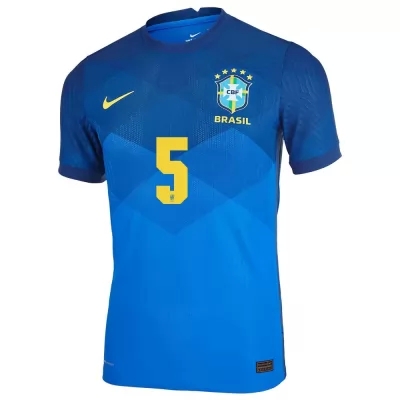 Női Brazil labdarúgó-válogatott Casemiro #5 Idegenbeli Kék 2021 Mez Póló Ing