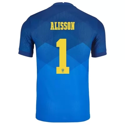 Férfi Brazil labdarúgó-válogatott Alisson #1 Idegenbeli Kék 2021 Mez Póló Ing