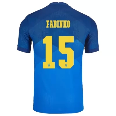 Gyermek Brazil labdarúgó-válogatott Fabinho #15 Idegenbeli Kék 2021 Mez Póló Ing
