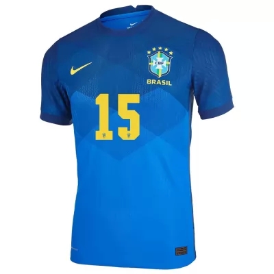 Női Brazil labdarúgó-válogatott Fabinho #15 Idegenbeli Kék 2021 Mez Póló Ing