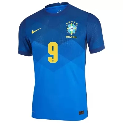 Női Brazil labdarúgó-válogatott Gabriel Jesus #9 Idegenbeli Kék 2021 Mez Póló Ing