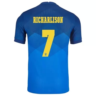 Férfi Brazil labdarúgó-válogatott Richarlison #7 Idegenbeli Kék 2021 Mez Póló Ing