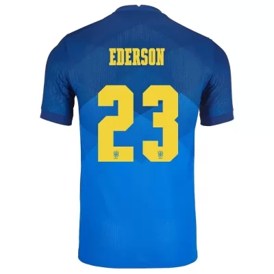 Férfi Brazil labdarúgó-válogatott Ederson #23 Idegenbeli Kék 2021 Mez Póló Ing