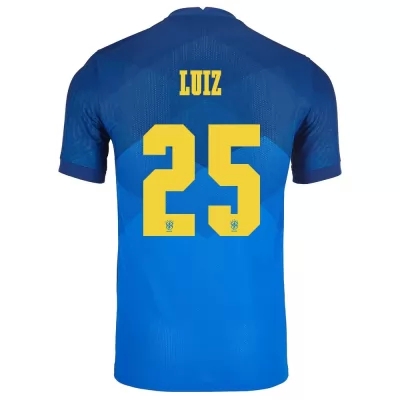 Női Brazil labdarúgó-válogatott Douglas Luiz #25 Idegenbeli Kék 2021 Mez Póló Ing