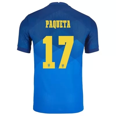 Gyermek Brazil labdarúgó-válogatott Lucas Paqueta #17 Idegenbeli Kék 2021 Mez Póló Ing