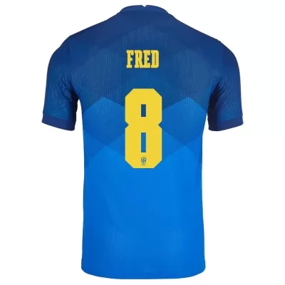 Gyermek Brazil labdarúgó-válogatott Fred #8 Idegenbeli Kék 2021 Mez Póló Ing