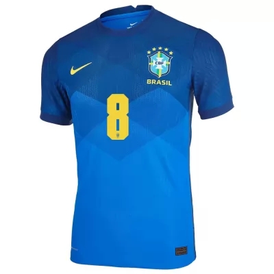 Női Brazil labdarúgó-válogatott Fred #8 Idegenbeli Kék 2021 Mez Póló Ing