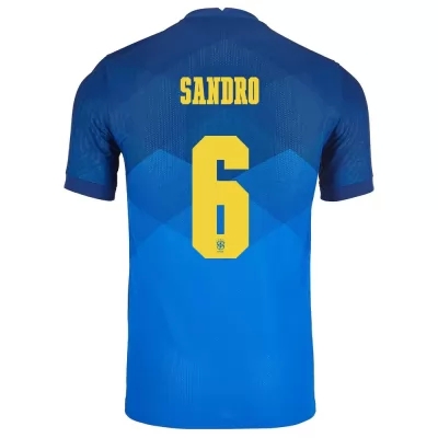 Gyermek Brazil labdarúgó-válogatott Alex Sandro #6 Idegenbeli Kék 2021 Mez Póló Ing