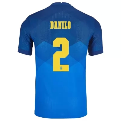 Női Brazil labdarúgó-válogatott Danilo #2 Idegenbeli Kék 2021 Mez Póló Ing