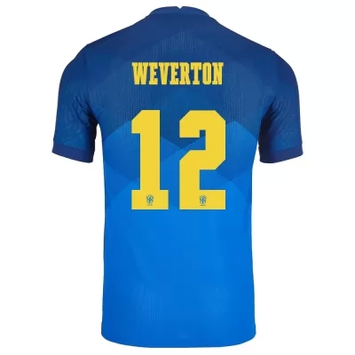 Női Brazil labdarúgó-válogatott Weverton #12 Idegenbeli Kék 2021 Mez Póló Ing