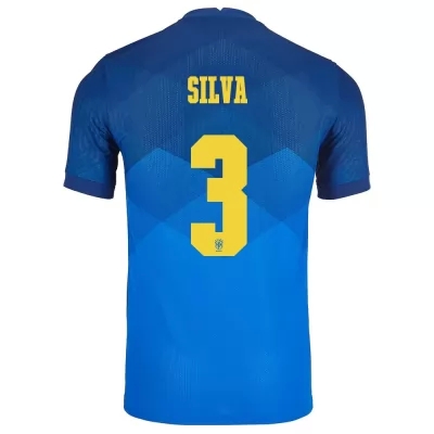 Női Brazil labdarúgó-válogatott Thiago Silva #3 Idegenbeli Kék 2021 Mez Póló Ing