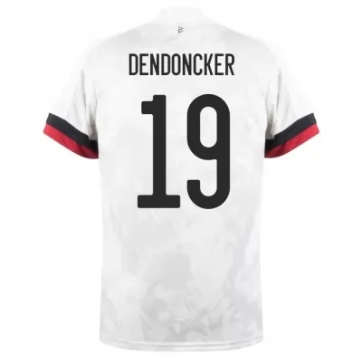 Gyermek Belga labdarúgó-válogatott Leander Dendoncker #19 Idegenbeli Fehér fekete 2021 Mez Póló Ing