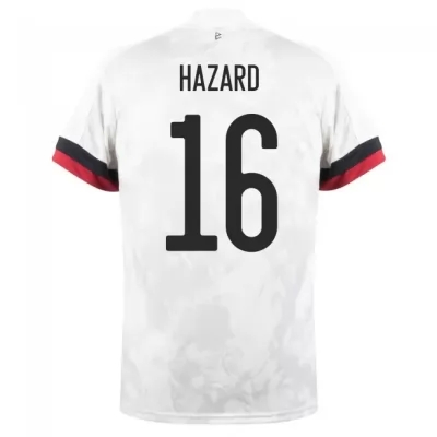 Gyermek Belga labdarúgó-válogatott Thorgan Hazard #16 Idegenbeli Fehér fekete 2021 Mez Póló Ing