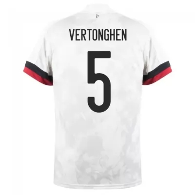 Női Belga labdarúgó-válogatott Jan Vertonghen #5 Idegenbeli Fehér fekete 2021 Mez Póló Ing