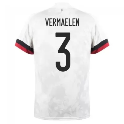 Női Belga labdarúgó-válogatott Thomas Vermaelen #3 Idegenbeli Fehér fekete 2021 Mez Póló Ing