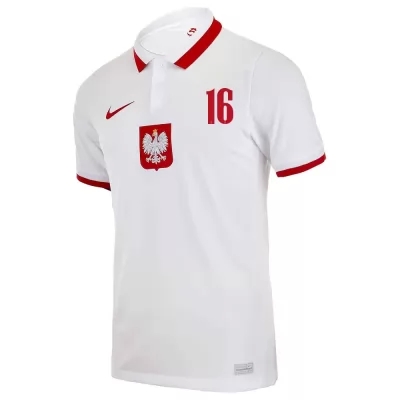 Női Lengyel labdarúgó-válogatott Jakub Moder #16 Idegenbeli Fehér 2021 Mez Póló Ing