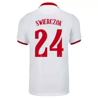 Női Lengyel labdarúgó-válogatott Jakub Swierczok #24 Idegenbeli Fehér 2021 Mez Póló Ing