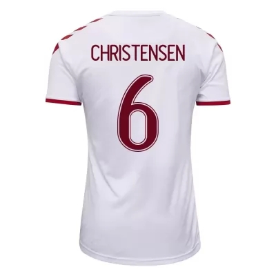 Női Dán labdarúgó-válogatott Andreas Christensen #6 Idegenbeli Fehér 2021 Mez Póló Ing