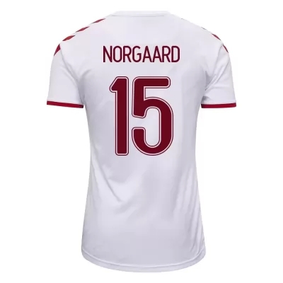 Női Dán labdarúgó-válogatott Christian Norgaard #15 Idegenbeli Fehér 2021 Mez Póló Ing
