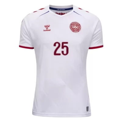 Női Dán labdarúgó-válogatott Anders Christiansen #25 Idegenbeli Fehér 2021 Mez Póló Ing