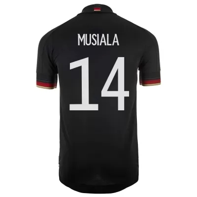 Gyermek Német labdarúgó-válogatott Jamal Musiala #14 Idegenbeli Fekete 2021 Mez Póló Ing