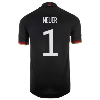 Férfi Német labdarúgó-válogatott Manuel Neuer #1 Idegenbeli Fekete 2021 Mez Póló Ing