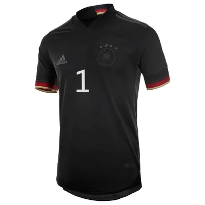 Női Német labdarúgó-válogatott Manuel Neuer #1 Idegenbeli Fekete 2021 Mez Póló Ing