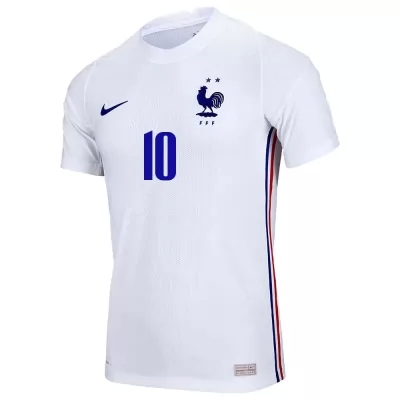 Női Francia labdarúgó-válogatott Kylian Mbappe #10 Idegenbeli Fehér 2021 Mez Póló Ing