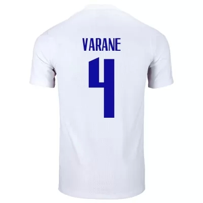 Női Francia labdarúgó-válogatott Raphaël Varane #4 Idegenbeli Fehér 2021 Mez Póló Ing
