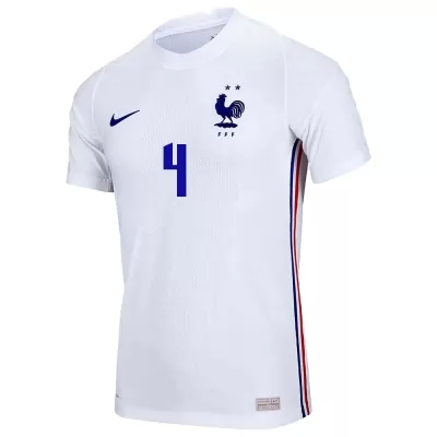 Női Francia labdarúgó-válogatott Raphaël Varane #4 Idegenbeli Fehér 2021 Mez Póló Ing