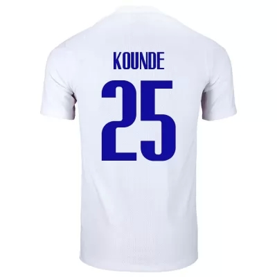 Női Francia labdarúgó-válogatott Jules Kounde #25 Idegenbeli Fehér 2021 Mez Póló Ing