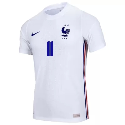 Női Francia labdarúgó-válogatott Ousmane Dembele #11 Idegenbeli Fehér 2021 Mez Póló Ing
