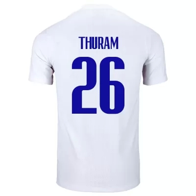 Férfi Francia labdarúgó-válogatott Marcus Thuram #26 Idegenbeli Fehér 2021 Mez Póló Ing