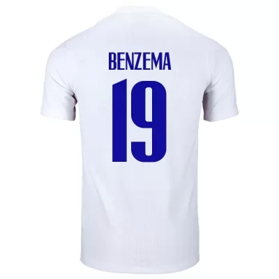 Női Francia labdarúgó-válogatott Karim Benzema #19 Idegenbeli Fehér 2021 Mez Póló Ing