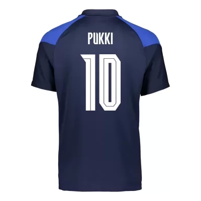 Női Finn labdarúgó-válogatott Teemu Pukki #10 Idegenbeli Sötétkék 2021 Mez Póló Ing