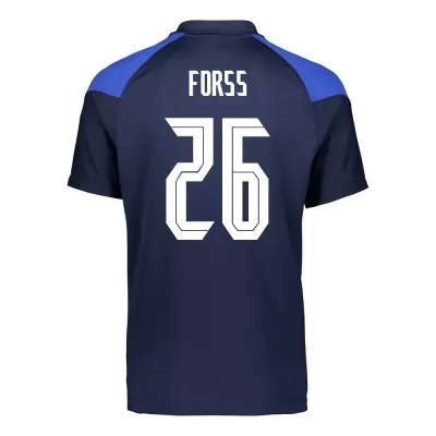 Női Finn labdarúgó-válogatott Marcus Forss #26 Idegenbeli Sötétkék 2021 Mez Póló Ing