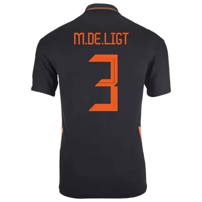 Gyermek Holland labdarúgó-válogatott Matthijs de Ligt #3 Idegenbeli Fekete 2021 Mez Póló Ing
