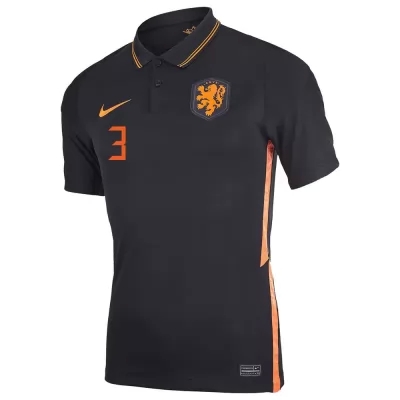 Női Holland labdarúgó-válogatott Matthijs de Ligt #3 Idegenbeli Fekete 2021 Mez Póló Ing