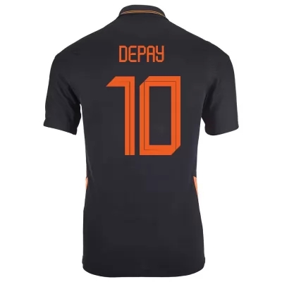 Férfi Holland labdarúgó-válogatott Memphis Depay #10 Idegenbeli Fekete 2021 Mez Póló Ing