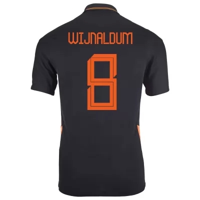 Női Holland labdarúgó-válogatott Georginio Wijnaldum #8 Idegenbeli Fekete 2021 Mez Póló Ing