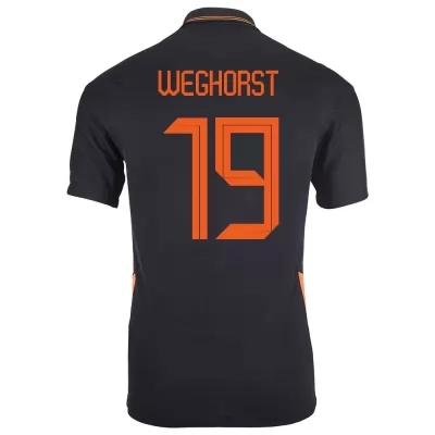 Gyermek Holland labdarúgó-válogatott Wout Weghorst #19 Idegenbeli Fekete 2021 Mez Póló Ing