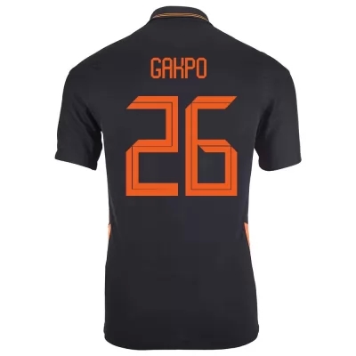 Férfi Holland labdarúgó-válogatott Cody Gakpo #26 Idegenbeli Fekete 2021 Mez Póló Ing