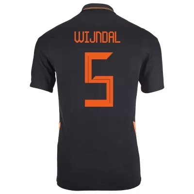 Női Holland labdarúgó-válogatott Owen Wijndal #5 Idegenbeli Fekete 2021 Mez Póló Ing