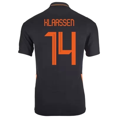 Férfi Holland labdarúgó-válogatott Davy Klaassen #14 Idegenbeli Fekete 2021 Mez Póló Ing