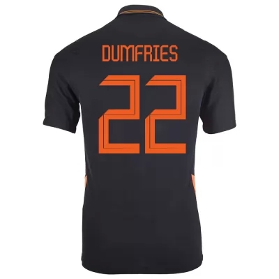 Női Holland labdarúgó-válogatott Denzel Dumfries #22 Idegenbeli Fekete 2021 Mez Póló Ing