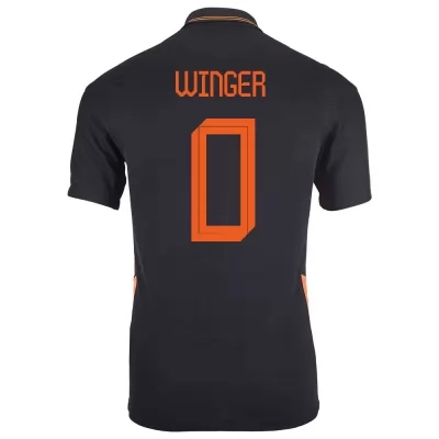 Női Holland labdarúgó-válogatott Right Winger #0 Idegenbeli Fekete 2021 Mez Póló Ing