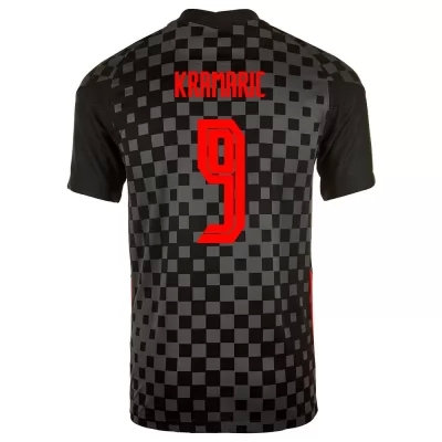 Női Horvát labdarúgó-válogatott Andrej Kramaric #9 Idegenbeli Fekete Szürke 2021 Mez Póló Ing