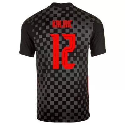 Női Horvát labdarúgó-válogatott Lovre Kalinic #12 Idegenbeli Fekete Szürke 2021 Mez Póló Ing