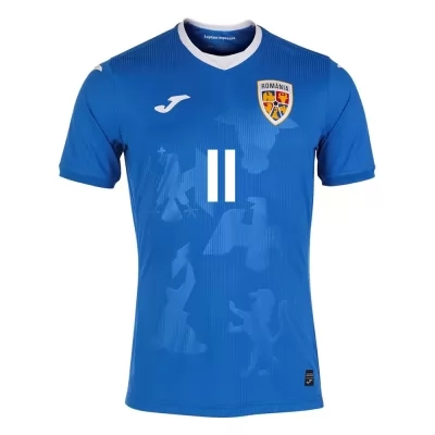 Női Román labdarúgó-válogatott Olimpiu Morutan #11 Idegenbeli Kék 2021 Mez Póló Ing